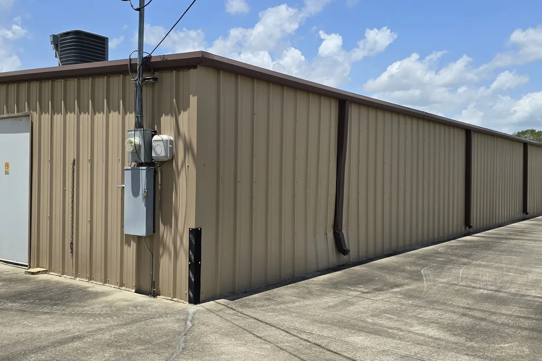 Climate-controlled storage building exterior at AAA Vault Storage in Orange, TX